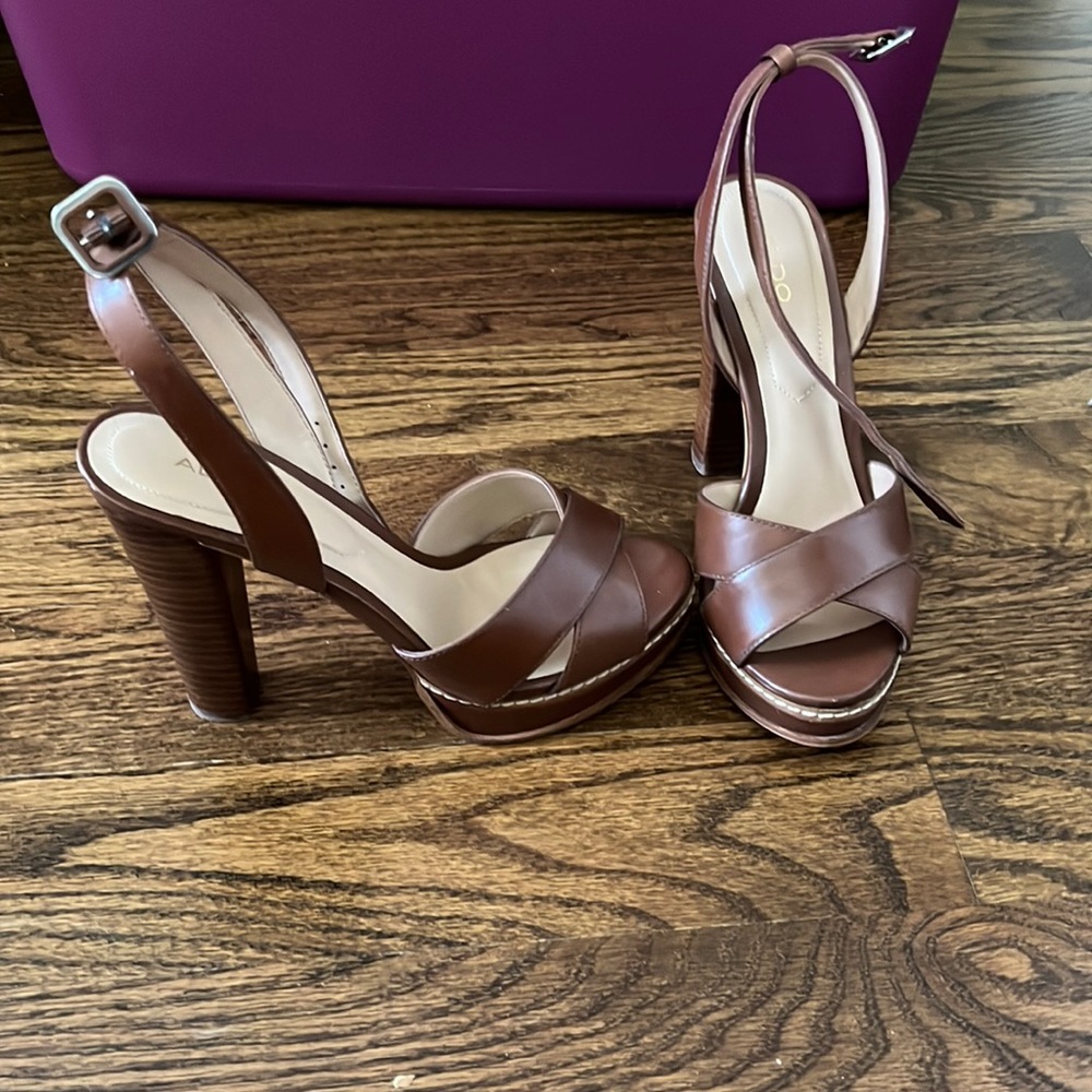 Brown also heeled sandals